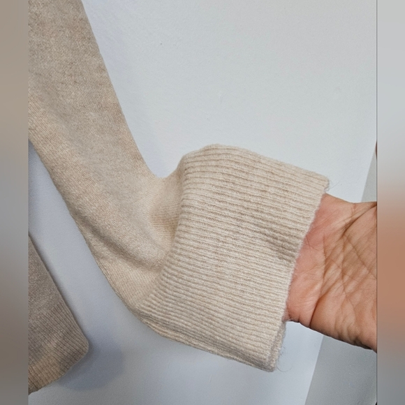 Oak+Fort SmallOat Boxy Boho Oversized Pocket Mock Neck Wool Blend Sweater - Picture 6 of 8